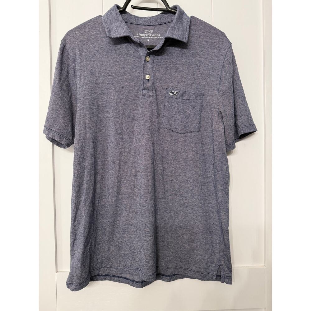 Vineyard Vines Edgartown Pique polo shirt in a heathered blue size Small - Picture 2 of 7